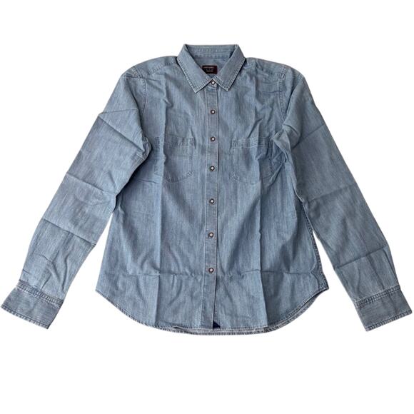 UNTUCKit Women’s Chambray Denim Button Up Shirt Blue Long Sleeve Sz 4 - Picture 1 of 4